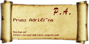 Prusz Adriána névjegykártya